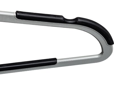 Honey-Can-Do Plastic Hanger with Anti-Slip Rubber Grips, Gray/Black, 15/Pack (HNG-08940)