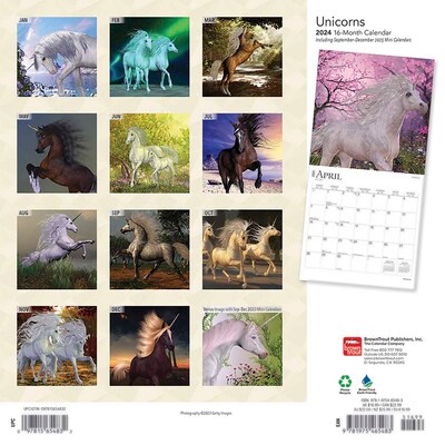 2024 BrownTrout Unicorns 12" x 24" Monthly Wall Calendar (9781975465483)
