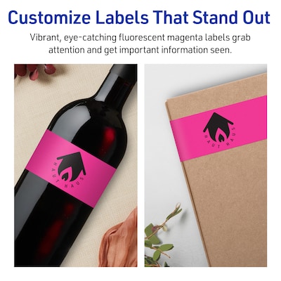 Avery Rectangle Laser/Inkjet Multipurpose Labels, 3-1/4" x 8-3/8", Neon Magenta (120/Box)