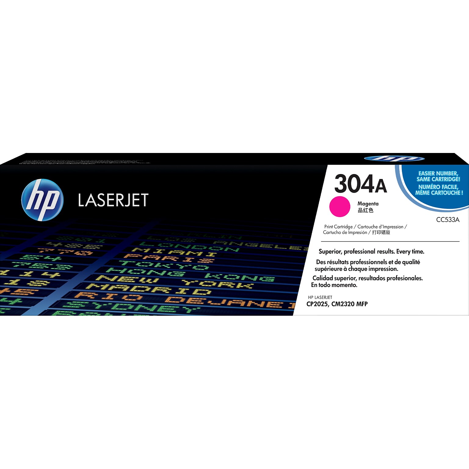 HP 304A Magenta Standard Yield Toner Cartridge, Prints Up to 2,800 Pages (CC533A)