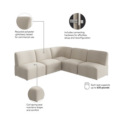 Bush Business Furniture Assemble Modular 5 Seater L Shaped Sectional, Oat Fabric (ASM004OTF)