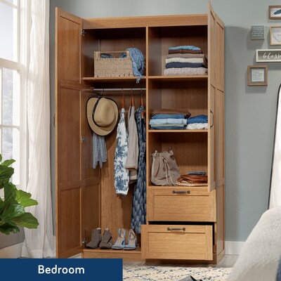 Sauder Select 71H Storage Armoire with 4 Shelves, 2-Drawers, Highland Oak (420063)