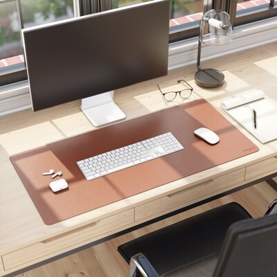 Smead Large Vegan Leather Anti-Slip Desk Pad, 36" x 17", Brown (SMD64827)