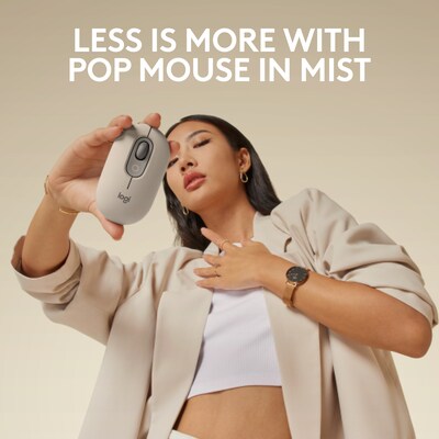 Logitech POP Wireless Ambidextrous Optical Mouse, Mist (910-006625)