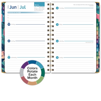 2026-2027 Excello Brands 8" x 5.5" Academic Weekly & Monthly Planner, Paperboard Cover, Teal Floral (FSHN-AY26-58-17)