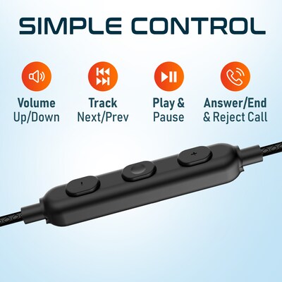 Delton 24ECA Wired Stereo Earbuds with Microphone, USB-C and USB-A Adapter, Black (DWH24ECA)