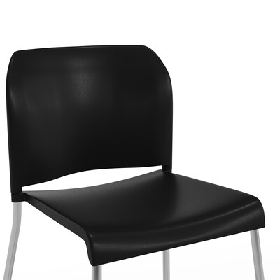 Flash Furniture Hercules Kenai Office Reception Stack Chair, Black Plastic/Chrome Frame (RUT239ANBKCR)