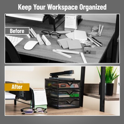 Mind Reader 3-Drawer Desktop Storage Organizer, Black (MINMESH3-BLK)