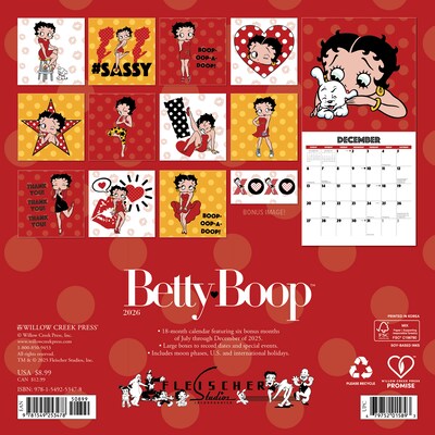 2026 Willow Creek Betty Boop 7 x 7 Monthly Wall Calendar (53478)