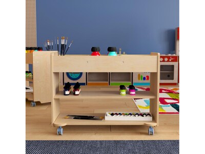 Flash Furniture Bright Beginnings Mobile 5-Section Storage Cart, 24.5"H x 31"W x 16"D, Natural Birch Plywood (MK-KE24145-GG)