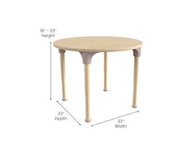 Flash Furniture Bright Beginnings Hercules 33" Round Table, Height Adjustable, Beech (MK-ME088021-GG)