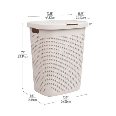 Mind Reader 13.21-Gallon Hamper with Lid, Plastic, Ivory (50HAMP-IVO)