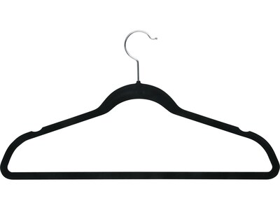 Honey-Can-Do Metal Slim-Profile Nonslip Velvet Hanger, Black, 35/Pack (HNG-08656)