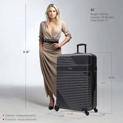 InUSA Resilience 33.6" Hardside Suitcase, 4-Wheeled Spinner, TSA Checkpoint Friendly, Coal (IURES00XL-COA)