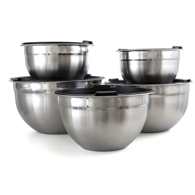 MegaChef Mixing Bowl Set, Stainless Steel, 5-Piece (937111722M)