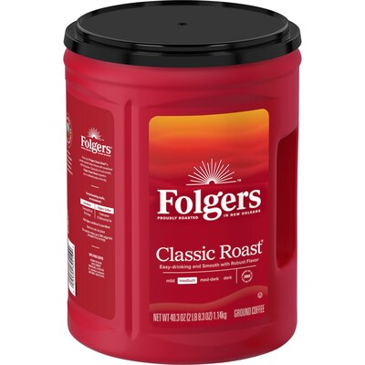 Folgers Classic Roast Ground Coffee, Medium Roast, 40.3 oz., 210/Pallet