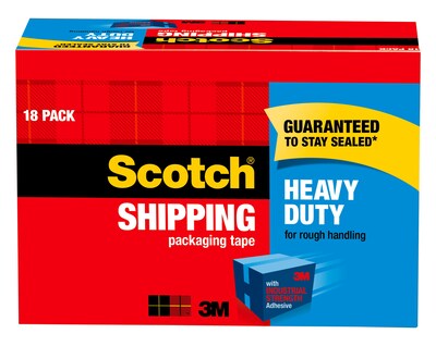 Scotch® Heavy-Duty Shipping Packing Tape, 1.88W x 54.6 Yards, Clear, 18 Rolls (3850-18CP)