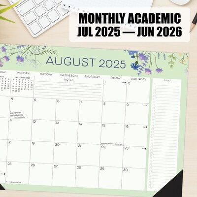 2025-2026 Willow Creek Wildflowers 17" x 12" Academic Monthly Desk Pad Calendar, Multicolor (56967)