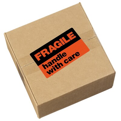 Avery Fragile Handle with Care Shipping Labels, Black/Neon Red, 3H x 5W, 40/Pk
