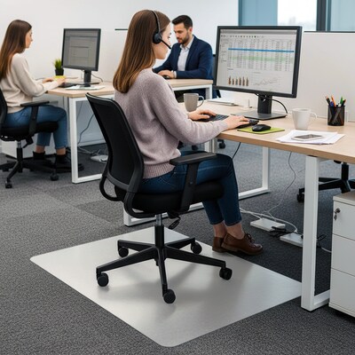 Floortex Computex Advantagemat Carpet Chair Mat, 48 x 60, Medium-Pile, Clear (3115226EV)