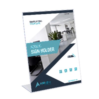 AdirOffice Sign Holder, 8.5 x 11, Clear Acrylic, 3/Pack (639-8511-03)