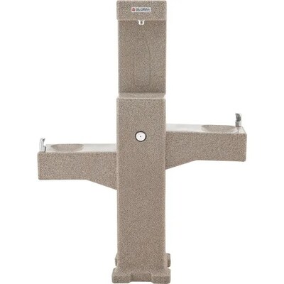 Global Industrial Outdoor Bottle Filler w/Bi-Level Fountain & Pet Station, Rotocast Granite (603605)