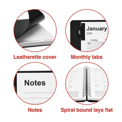 2025 Staples 5" x 8" Weekly & Monthly Appointment Book, Black (ST58454-25)