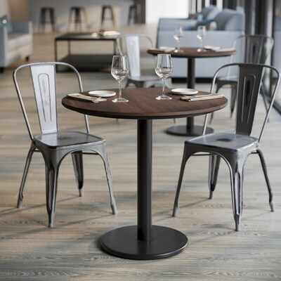 Flash Furniture Acadia 31.25" Round Wooden Dining Table with Round Base, Dark Brown/Black Base (STRD31WBRTR18)