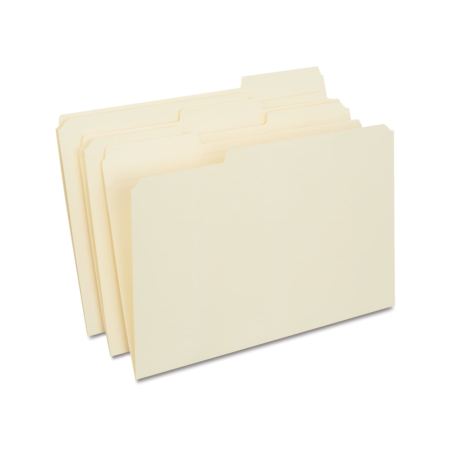 Quill Brand® 2-Ply File Folders, Assorted Tabs, 1/3-Cut, Legal Size, Manila, 100/Box (770137)