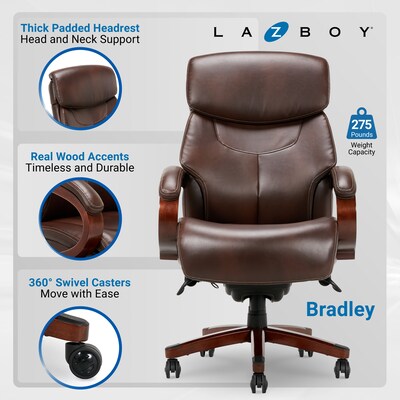 La-Z-Boy Bradley Bonded Leather Executive Chair, Roasted Chestnut (44762)