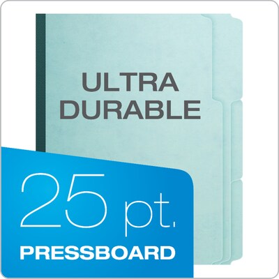 Pendaflex Recycled Heavy Duty Pressboard File Folder, 1/3-Cut Tab, 1 Expansion, Letter Size, Blue,