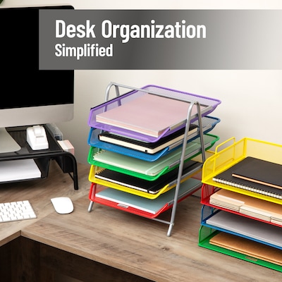 Mind Reader 5-Compartment Metal Desk Tray, Multicolored (5TPAPER-ASST)