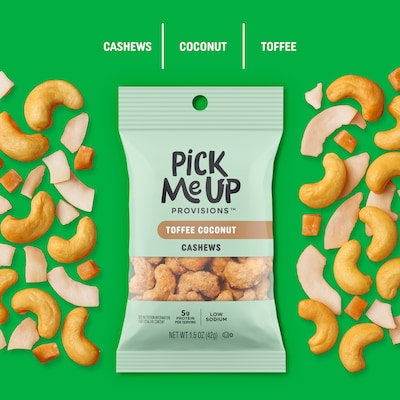 Pick Me Up Provisions™ Toffee Coconut Cashews, 1.5 oz., 36 Bags/Box (PM63390)