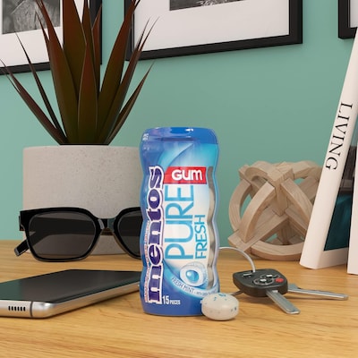 Mentos Pure Fresh Sugar Free Mint Gum, 10/Box (VAM1463620)