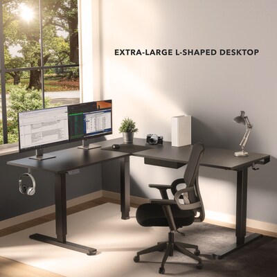 Mount-It! XL 75W Electric Corner Adjustable Standing Desk, Black (MI-15024)