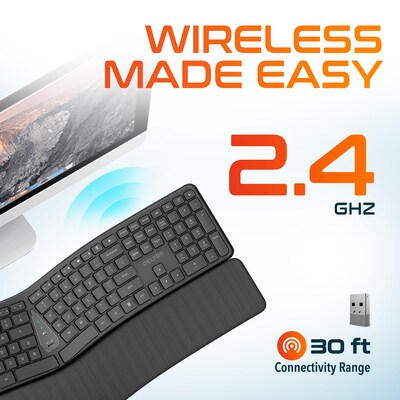 Delton E250 Wireless Ergonomic Keyboard and Trackball Mouse Combo, Black (DKWE250WBBD1)