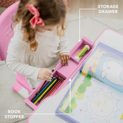 Mount-It! 26"W Kid's Desk with Chair, Pink (MI-10203)