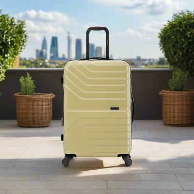 InUSA Aurum 25.98" Hardside Suitcase, 4-Wheeled Spinner, TSA Checkpoint Friendly, Champagne (IUAUR00M-CHA)
