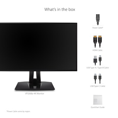 ViewSonic ColorPro 32" 4K Ultra HD 60 Hz LED Monitor, Black (VP3268A-4K)