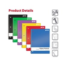 Better Office 1-Subject Notebooks, 8 x 10.5, College Ruled, 70 Sheets, 24/Pack (25724-24PK)