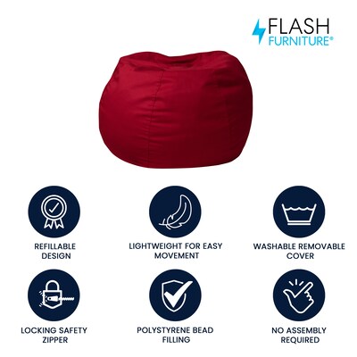 Flash Furniture Cotton Twill Bean Bag Chair, Red (DGBEANSMSLDRD)