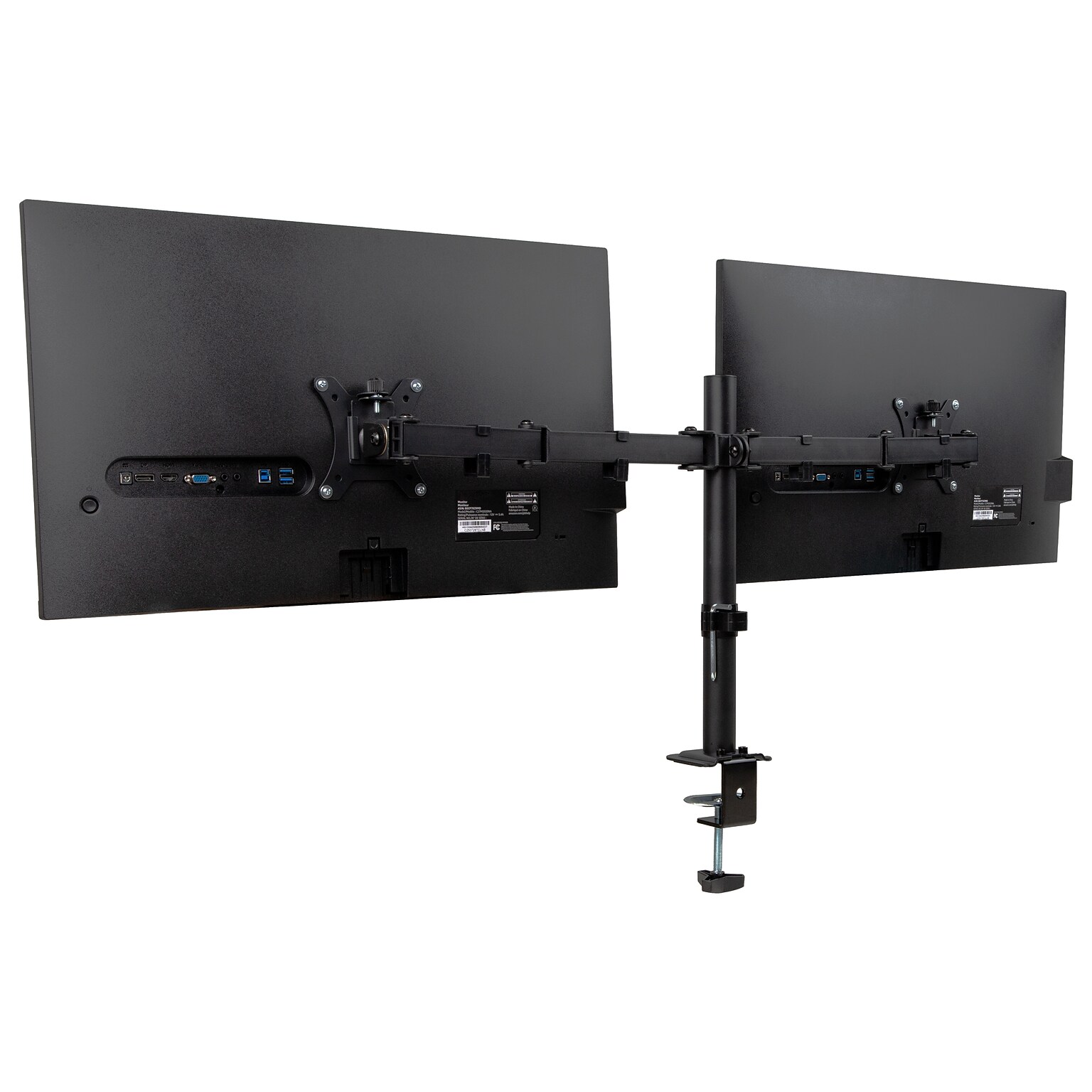 Mind Reader Adjustable Dual Desk Mount for 13- 32 Monitors, Black (DBARMSWIV-BLK)