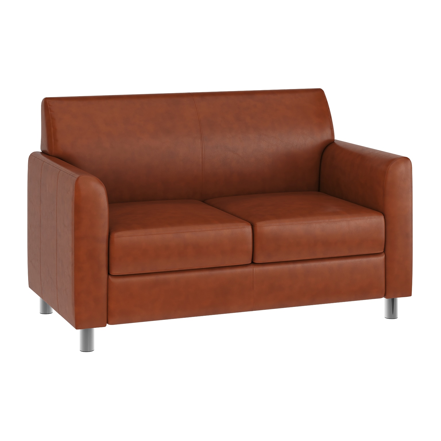 Flash Furniture Hercules Diplomat LeatherSoft Loveseat, Cognac/Chrome Legs (BT8272CGCHR)