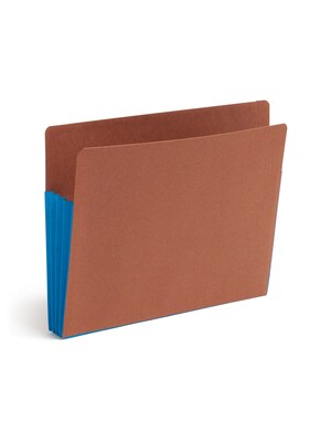 Smead Extra Wide Recycled Reinforced File Pocket, 3" Expansion, Letter Size, Blue/Brown, 10/Box (73679)