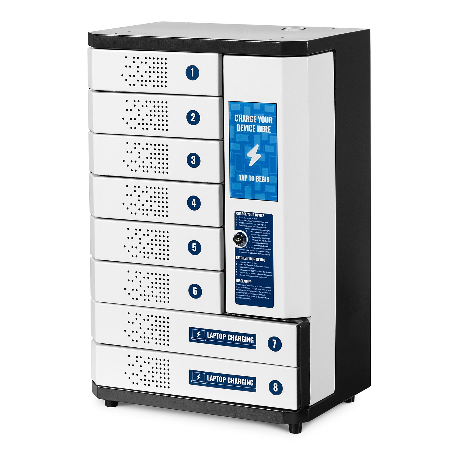 KwikBoost 8-Bay Self-Service Charging Locker, White (CHSL001)