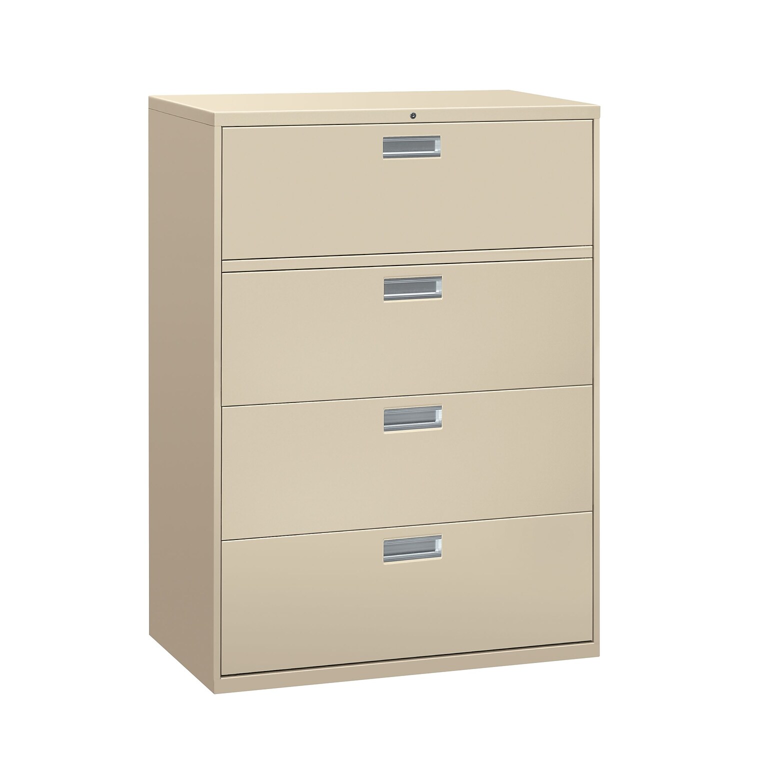 HON Brigade 600 Series 4-Drawer Lateral File Cabinet, Locking, Letter/Legal, Putty/Beige, 42W (HON694LL)