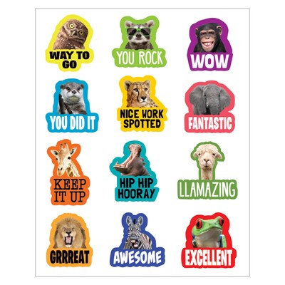Teacher Created Resources Go Wild Animals Stickers, 72/Pack, 12 Packs/Bundle (TCR6855-12)