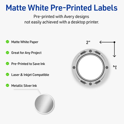 Avery Circle Multipurpose Labels, 2 Dia., White, 120/Pack (19479370602)
