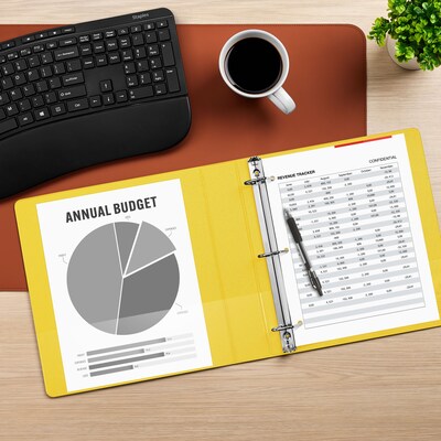 Staples® Standard 1.5" 3 Ring View Binder with D-Rings, Yellow (58652)