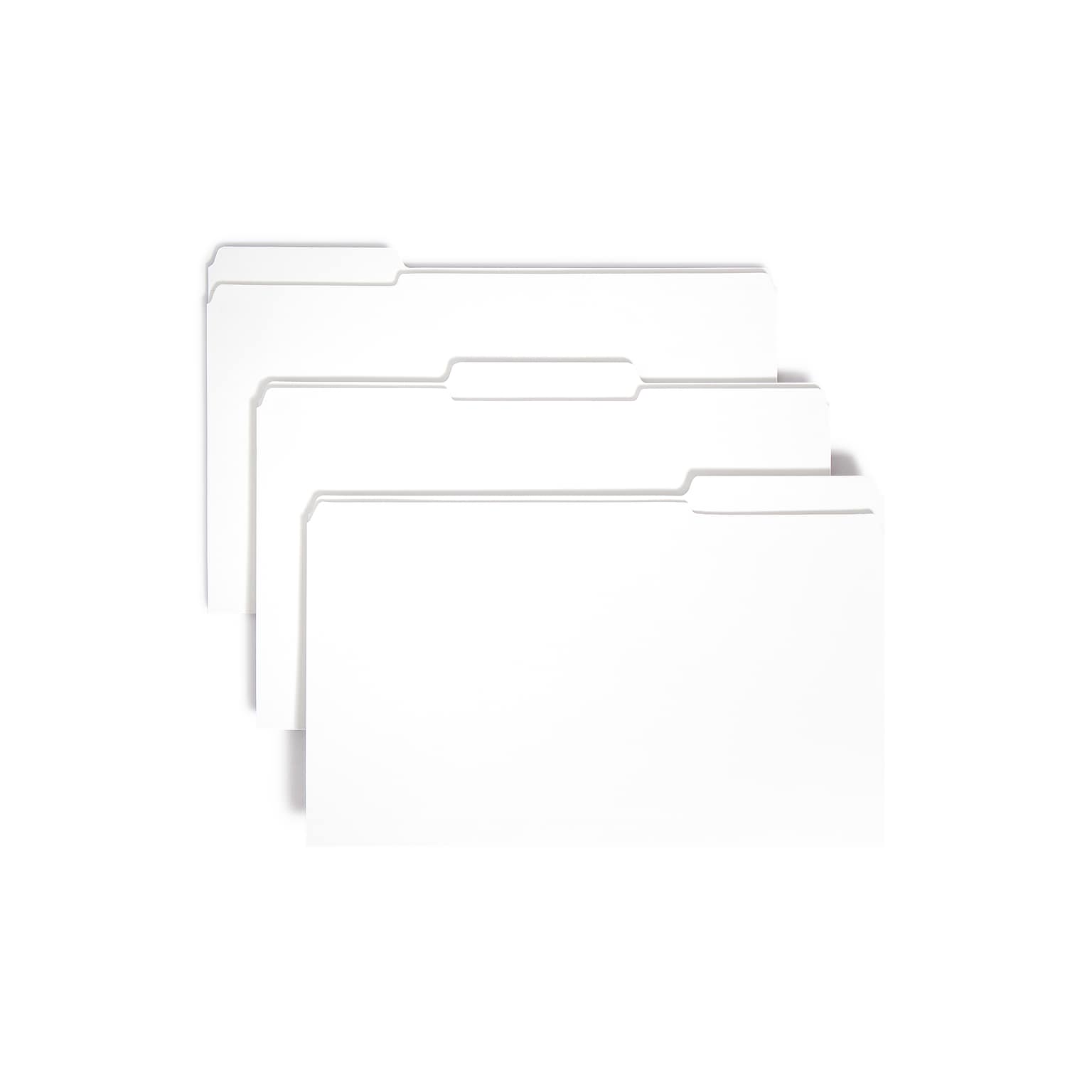 Smead Reinforced File Folder, 3 Tab, Legal Size, White, 100/Box (17834)